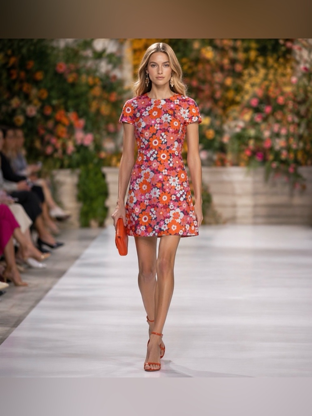 Michael Kors Collections Floral Jacquard Dress Runway Retro Wedding Party Event